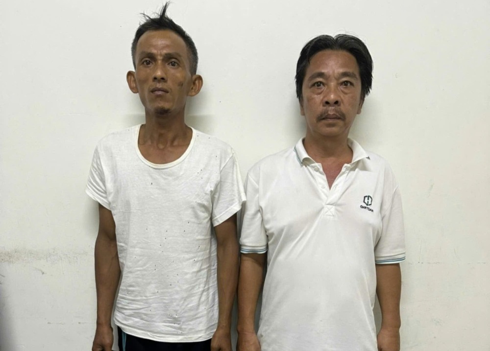 Từ trái sang: Tuấn và Hòa bị bắt vì tội trộm xe. Ảnh Công an cung cấp