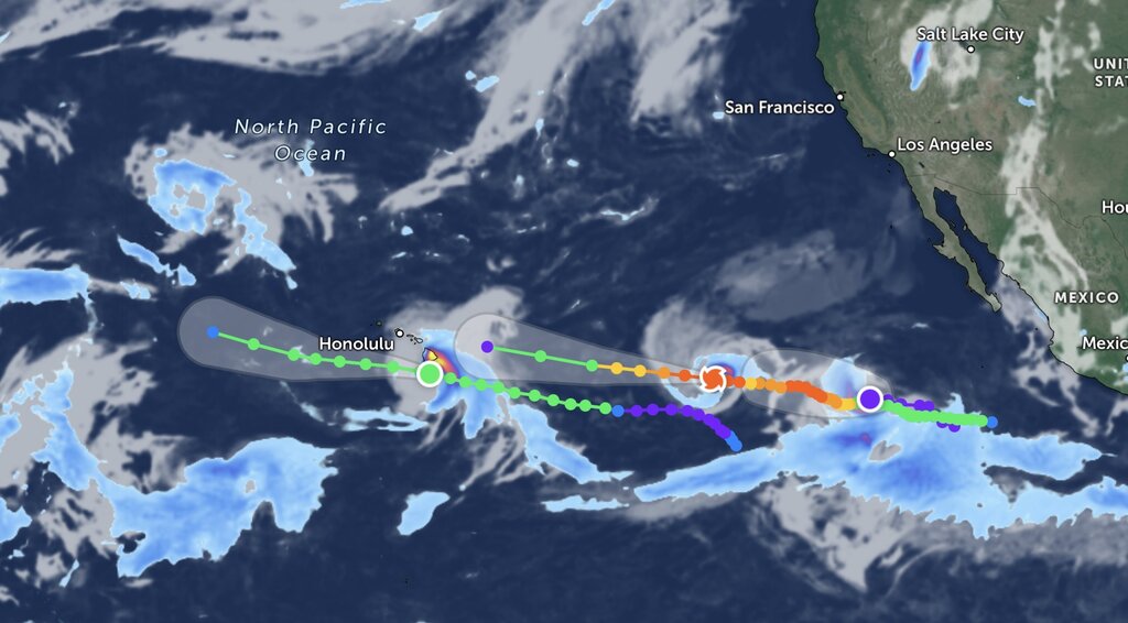 Storm after storm in the Pacific. Photo: Zoom Earth