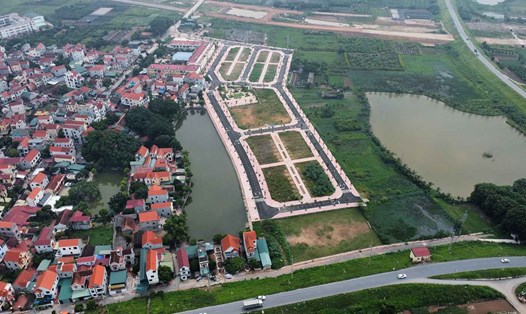 Khu đất đấu giá thôn Lòng Khúc, xã Tiền Yên, huyện Hoài Đức. Giá đất trúng có lô lên đến 133 triệu đồng/m2/ Ảnh: Cao Nguyên