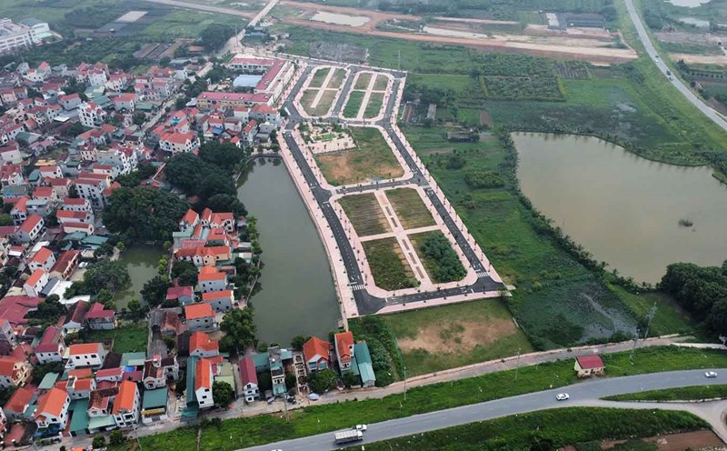 Khu đất đấu giá thôn Lòng Khúc, xã Tiền Yên, huyện Hoài Đức. Giá đất trúng có lô lên đến 133 triệu đồng/m2/ Ảnh: Cao Nguyên