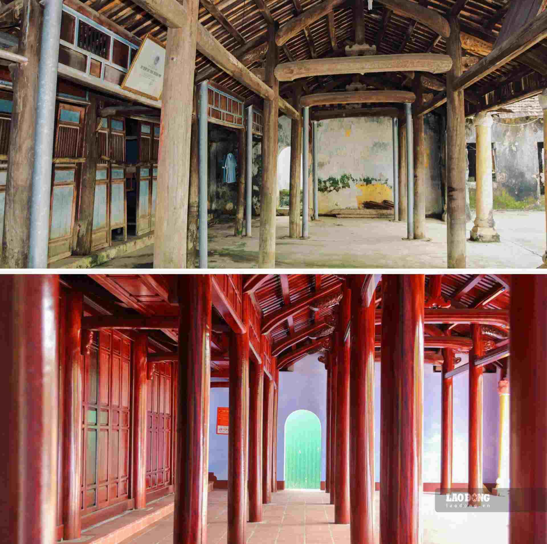 Before and after images of An Cuu village communal house.