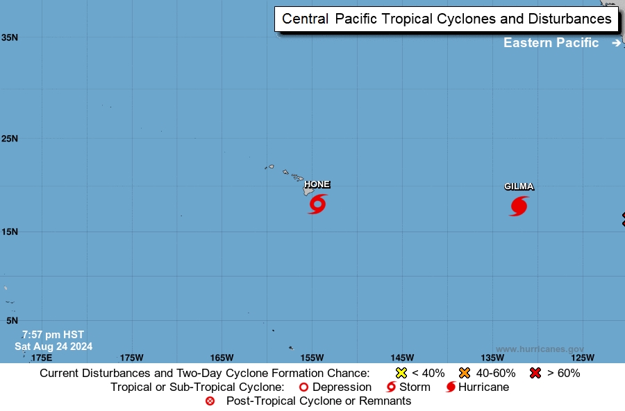 Two storms are currently swarming Hawaii. Photo: NHC/NOAA