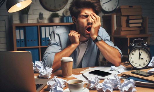 Làm việc ca đêm thường xuyên khiến bạn đối diện với các nguy cơ mắc bệnh mạn tính. Ảnh: AI - Ngọc Thùy.