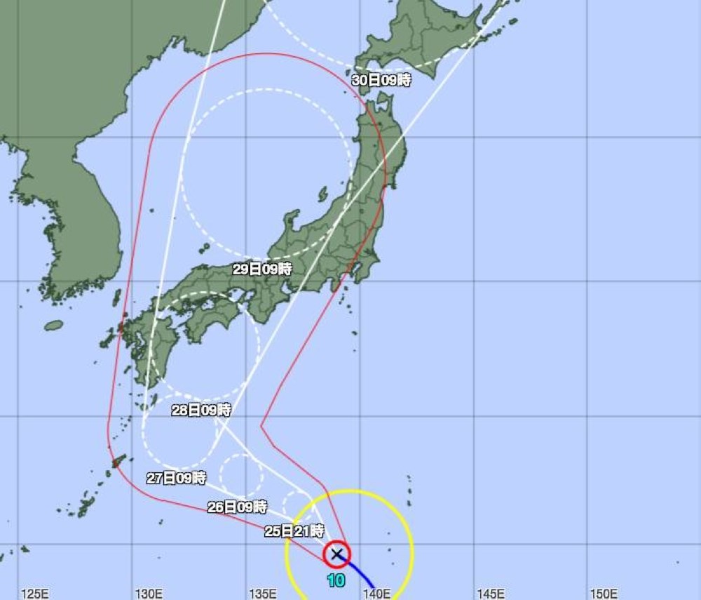 Forecasting the possibility of development and localities affected by storm Shanshan in the coming days. Photo: JMA/The Japan Times