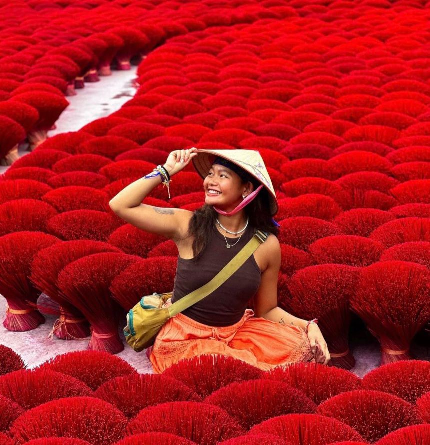 Andrea checked in at Quang Phu Cau Incense Village. Photo: Provided by the character