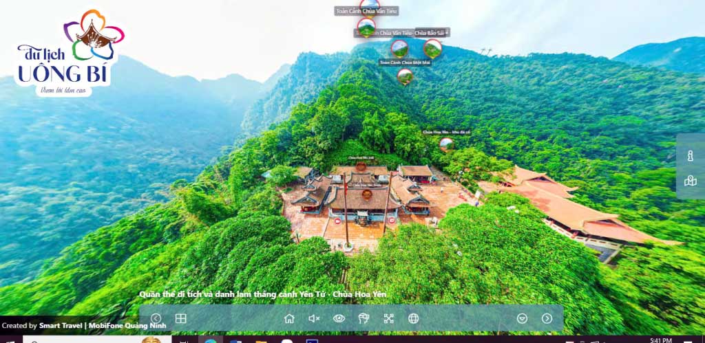 Toàn cảnh Quần thể di tích quốc gia đặc biệt Yên Tử (Quảng Ninh) trên sản phẩm VR360. Ảnh: Cao Quỳnh