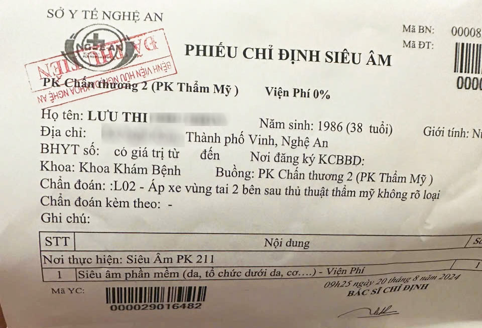 Hồ sơ chị T. khi nhập viện điều trị. Ảnh: Quang Đại