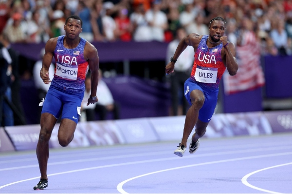 Lyles wore the ADIZERO PRIME SP3 STRUNG X Y3 on his feet at the Paris Olympics