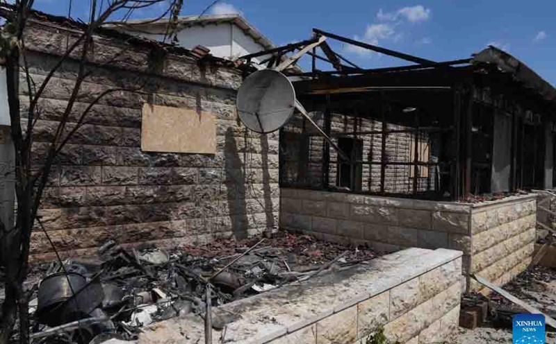 Căn nhà bị tàn phá nặng nề trong cuộc chiến giữa Hezbollah và Israel. Ảnh: Xinhua