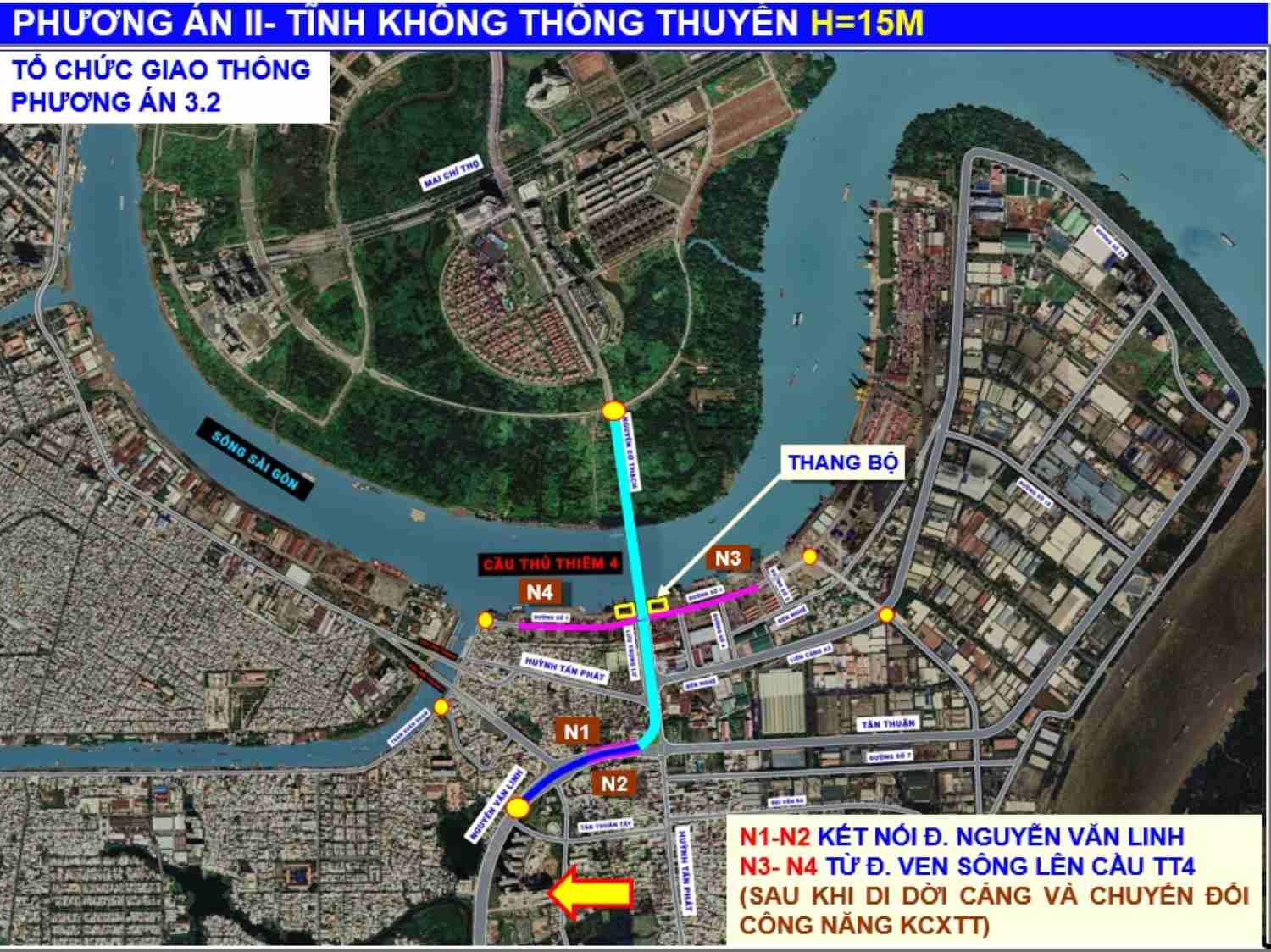 Phương án xây cầu Thủ Thiêm 4. Ảnh: Sở GTVT TPHCM