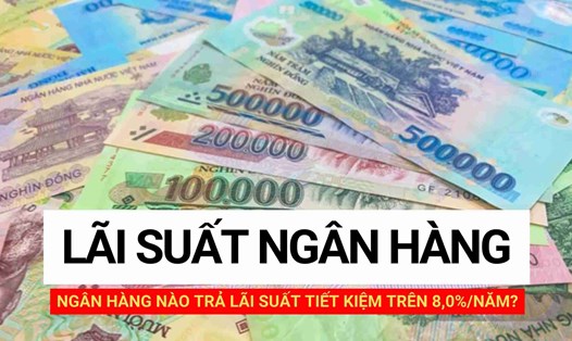 Ngân hàng nào trả lãi suất tiết kiệm trên 8,0%/năm?