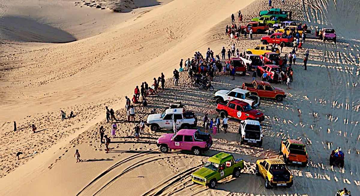 Terrain vehicles with tourists in Bau Trang. Photo: Duy Tuan