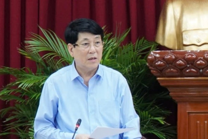 Standing Secretary of the Secretariat Luong Cuong spoke at the meeting. Photo: Mr. Dung