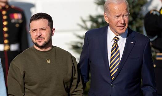 Tổng thống Ukraina Zelensky và Tổng thống Joe Biden ở Nhà Trắng vào tháng 12.2022. Ảnh: Xinhua