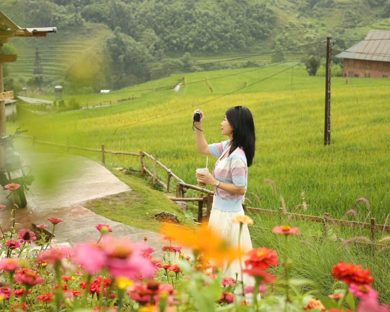 Embracing the ripening fields is a mountain range hidden in the clouds and mist of the Northwest. The clouds gently touch the green treetops, creating a majestic yet soft and peaceful landscape that captivates Ms. Kim Le.  