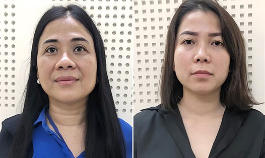 Hai sếp Xuyên Việt Oil - Mai Thị Hồng Hạnh và Nguyễn Thị Như Phương (từ trái qua). Ảnh: Bộ Công an