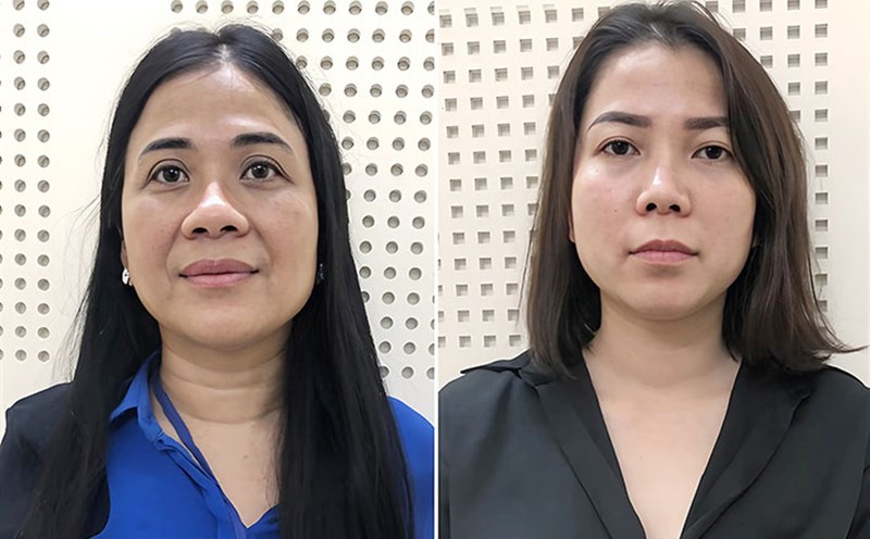 Hai sếp Xuyên Việt Oil - Mai Thị Hồng Hạnh và Nguyễn Thị Như Phương (từ trái qua). Ảnh: Bộ Công an