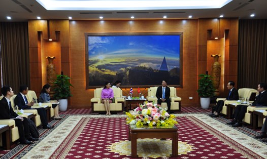 Toàn cảnh buổi tiếp Đại sứ Thái Lan tại Lào Cai. Ảnh: Đinh Đại