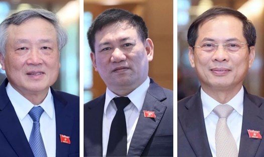3 Phó Thủ tướng Chính phủ vừa được Quốc hội phê chuẩn bổ nhiệm, gồm: ông Nguyễn Hòa Bình, ông Hồ Đức Phớc và ông Bùi Thanh Sơn (từ trái qua). Ảnh: Quốc hội