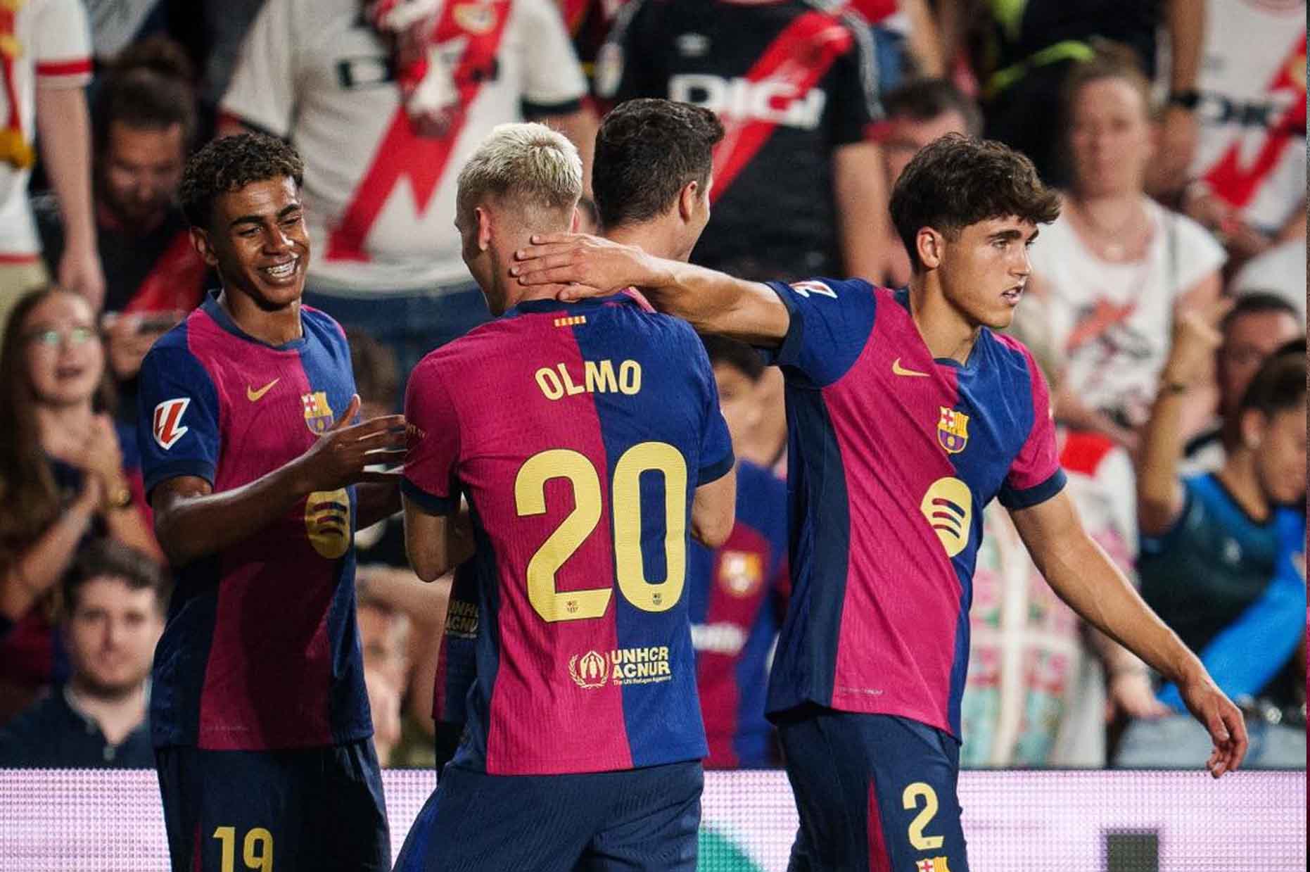 Dani Olmo scored his first goal in a Barcelona shirt in his debut match. Photo: FC Barca