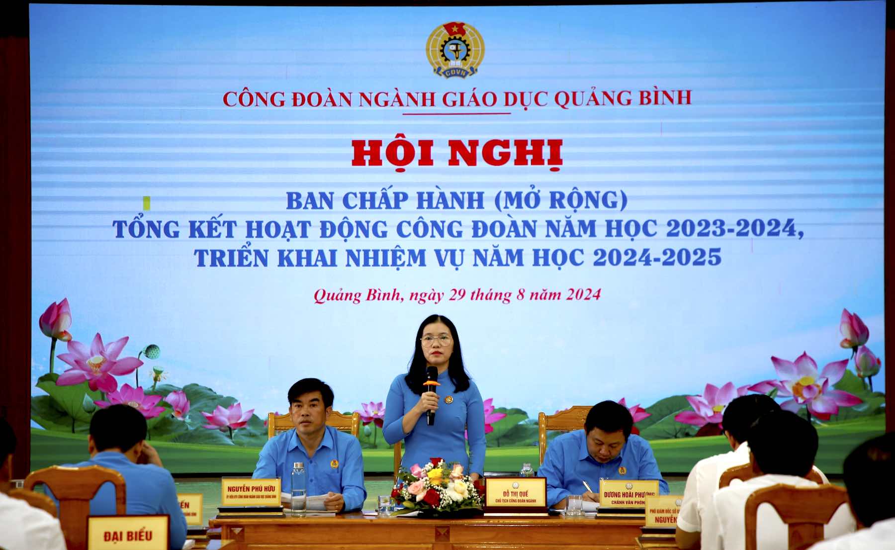 Chairwoman of the Education Trade Union of Quang Binh Province Do Thi Que. Photo: Cong Sang