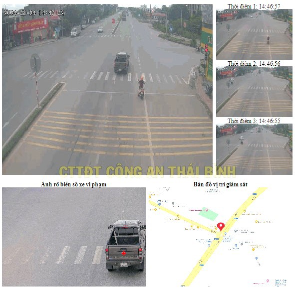 Xe bị phạt nguội ở Thái Bình. Ảnh: Công an tỉnh Thái Bình