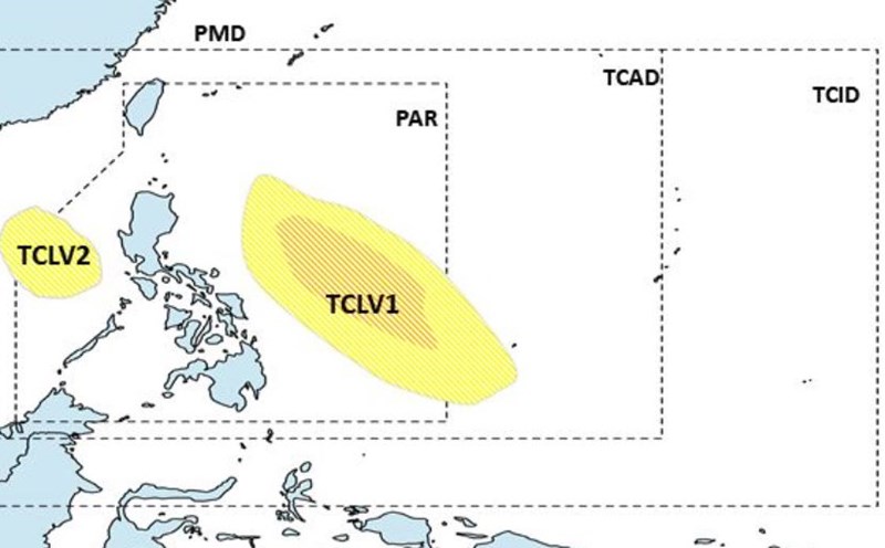 Dự báo 2 áp thấp xuất hiện trong tuần từ 28.8 đến 3.9.2024. Ảnh: PAGASA