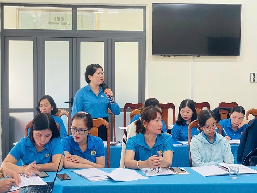 Đại biểu Công đoàn các cấp tham gia phát biểu tại hội nghị. Ảnh: Thanh Tuấn 