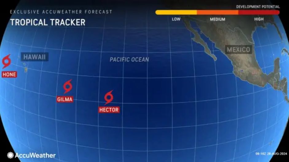 Three storms are active in the central Pacific. Photo: AccuWeather