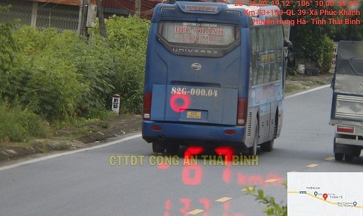 Một phương tiện bị phạt nguội ở Thái Bình. Ảnh: Cổng thông tin điện tử Công an tỉnh Thái Bình