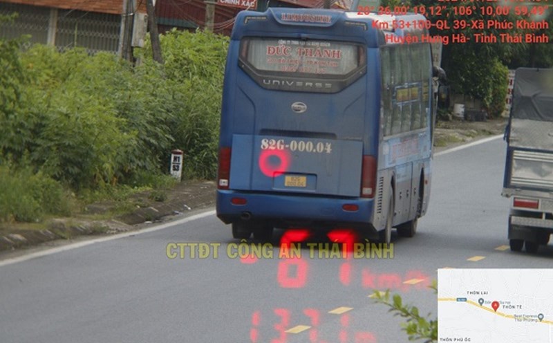 Một phương tiện bị phạt nguội ở Thái Bình. Ảnh: Cổng thông tin điện tử Công an tỉnh Thái Bình