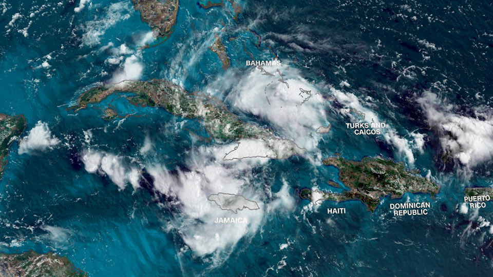 Satellite image of a tropical low pressure area that has the potential to strengthen into tropical storm No. 4. Photo: CNN