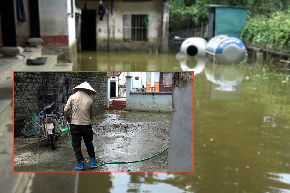 Người dân Chương Mỹ gấp rút khắc phục hậu quả sau mưa lũ
