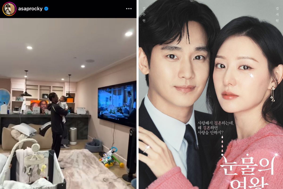 A$AP Rocky bế con xem phim "Nữ hoàng nước mắt". Ảnh: Instagram