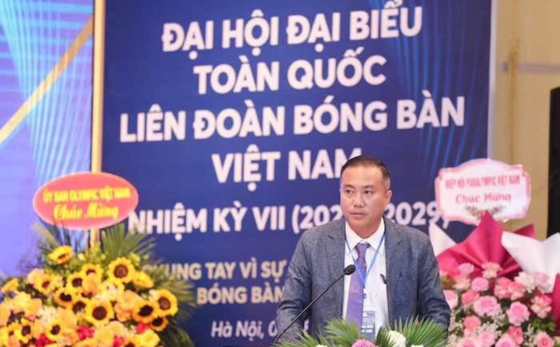 Ông Nguyễn Xuân Vũ làm Chủ tịch Liên đoàn bóng bàn Việt Nam nhiệm kì 7. Ảnh: Liên đoàn bóng bàn Việt Nam