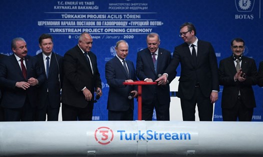 Khai trương đường ống dẫn khí TurkStream ngày 8.1.2020 tại Istanbul, Thổ Nhĩ Kỳ. Ảnh: AFP