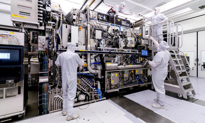 ASML's photolithography machine at a factory in Veldhoven, the Netherlands. Photo: ASML