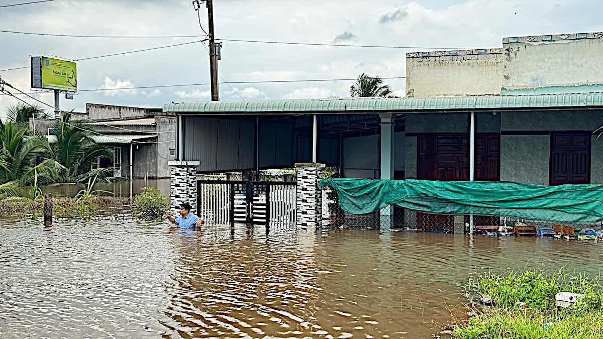 Flooded houses in Ham My commune on August 28. Photo: Duy Tuan