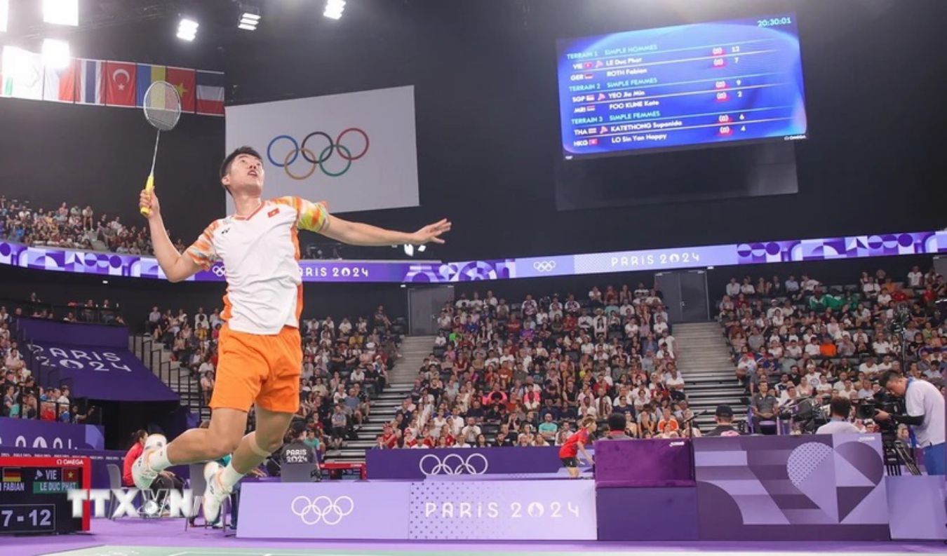 Tay vợt cầu lông Lê Đức Phát tại Olympic 2024. Ảnh: TTXVN