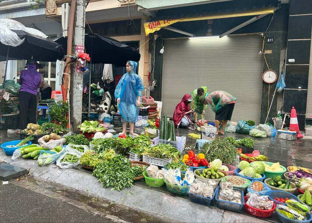 Tại chợ dân sinh trên phố Dịch Vọng (Cầu Giấy), rau củ quả cũng ngập tràn, không có tình trạng hết hàng. Ảnh: Thiều Trang