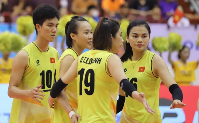 Vietnam women's volleyball team at VTV Cup 2024. Photo: Chi Tran