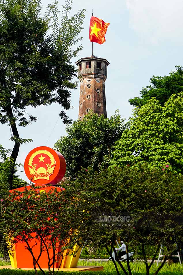 The national flag flies on the Hanoi Flagpole.