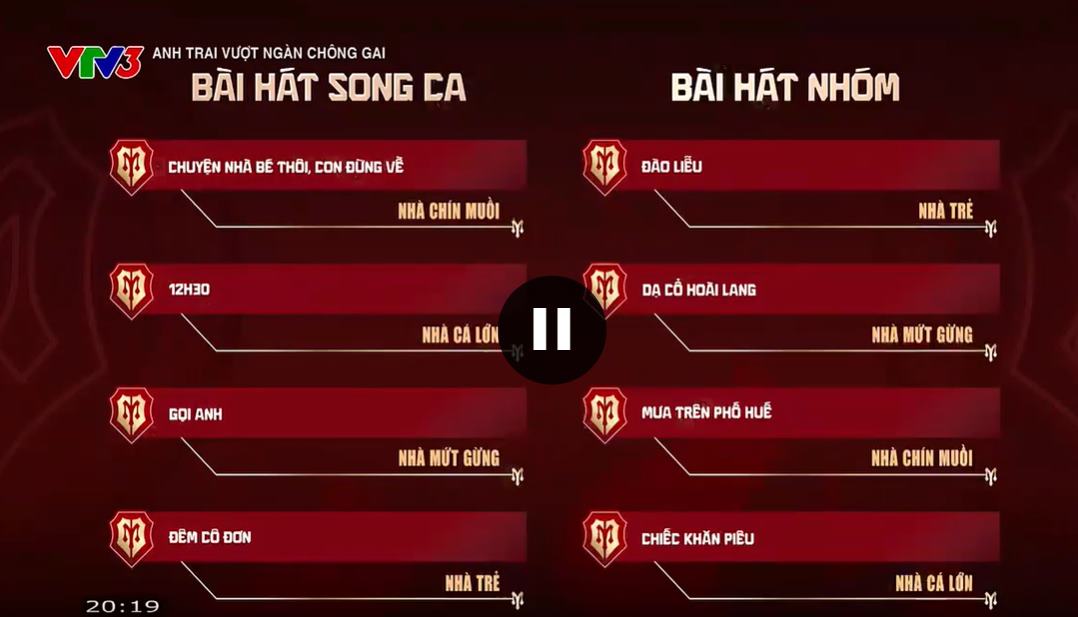 Results of 2 auctions to select songs in "Anh trai vu ngan cong gai" episode 9. Photo: Screenshot