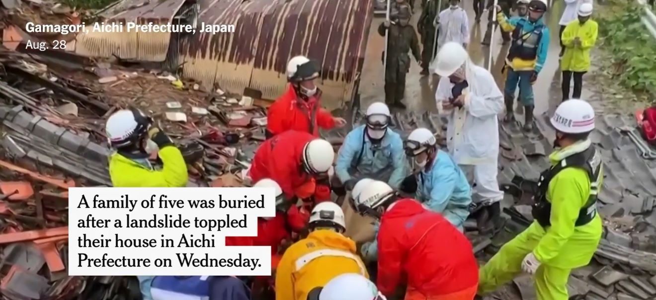 Family of 5 buried under rubble. Photo: Cut from video