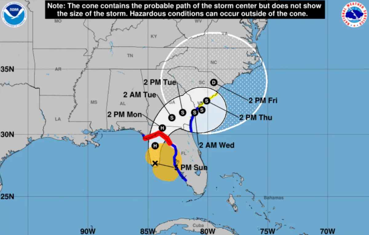Dự báo đường đi của bão số 4 Debby. Ảnh: NHC/NOAA