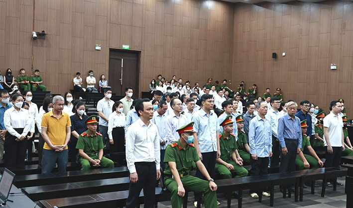 Phiên tòa xét xử cựu Chủ tịch FLC Trịnh Văn Quyết và đồng phạm. Ảnh: A.Nguyên