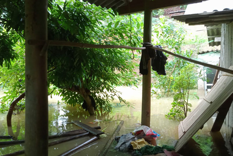 Houses in Lao Cai were submerged in floodwater. Photo: NDCC