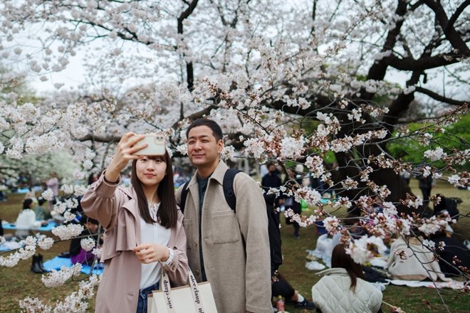 Du khách tại công viên Yoyogi ở Tokyo, Nhật Bản. Ảnh: Xinhua 