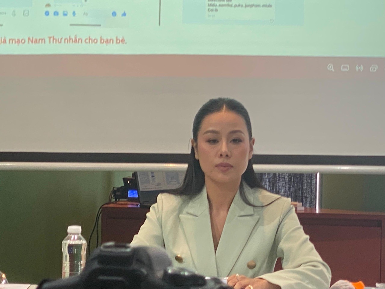 Diễn viên Nam Thư tại buổi gặp gỡ báo chí. Ảnh: DI PY.