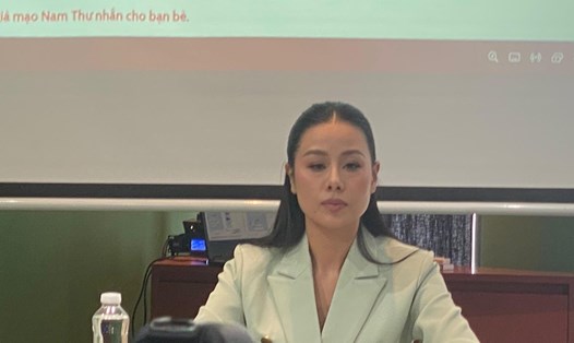 Diễn viên Nam Thư tại buổi gặp gỡ báo chí. Ảnh: DI PY.